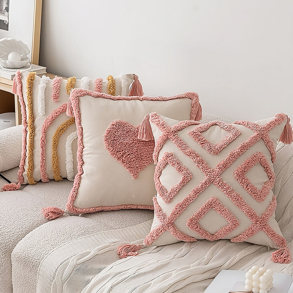 Pastel Arch Tufted Throw Pillow Cover