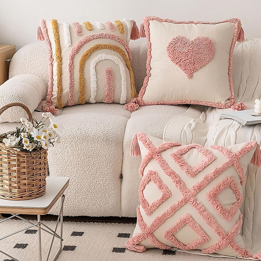 Pastel Arch Tufted Throw Pillow Cover